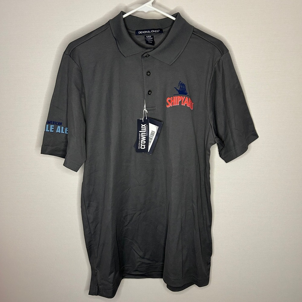 Devon & Jones Gray Performance Polo Shirt Shipyard American Pale Ale Men Med NWT